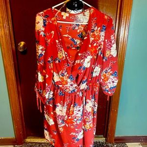 Women floral print wrap dress